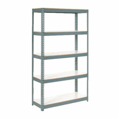 GLOBAL INDUSTRIAL 5 Shelf, Extra HD Boltless Shelving, Starter, 36inW x 12inD x 84inH, Laminate Deck 235430GY